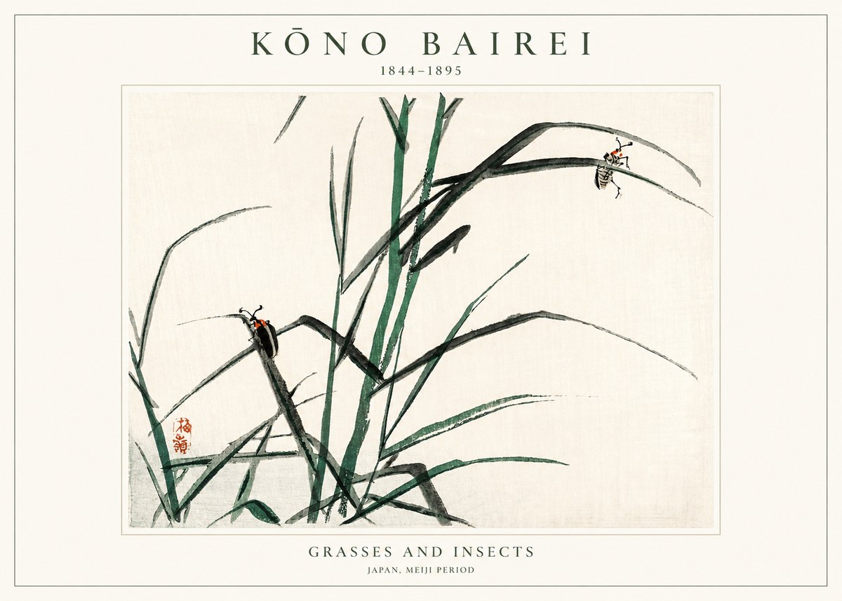 Kōno Bairei Grasses and Insects No1 - Poszter