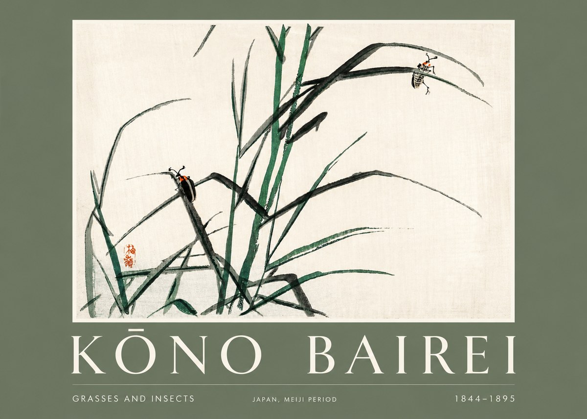 Kōno Bairei Grasses and Insects No2 - Poszter