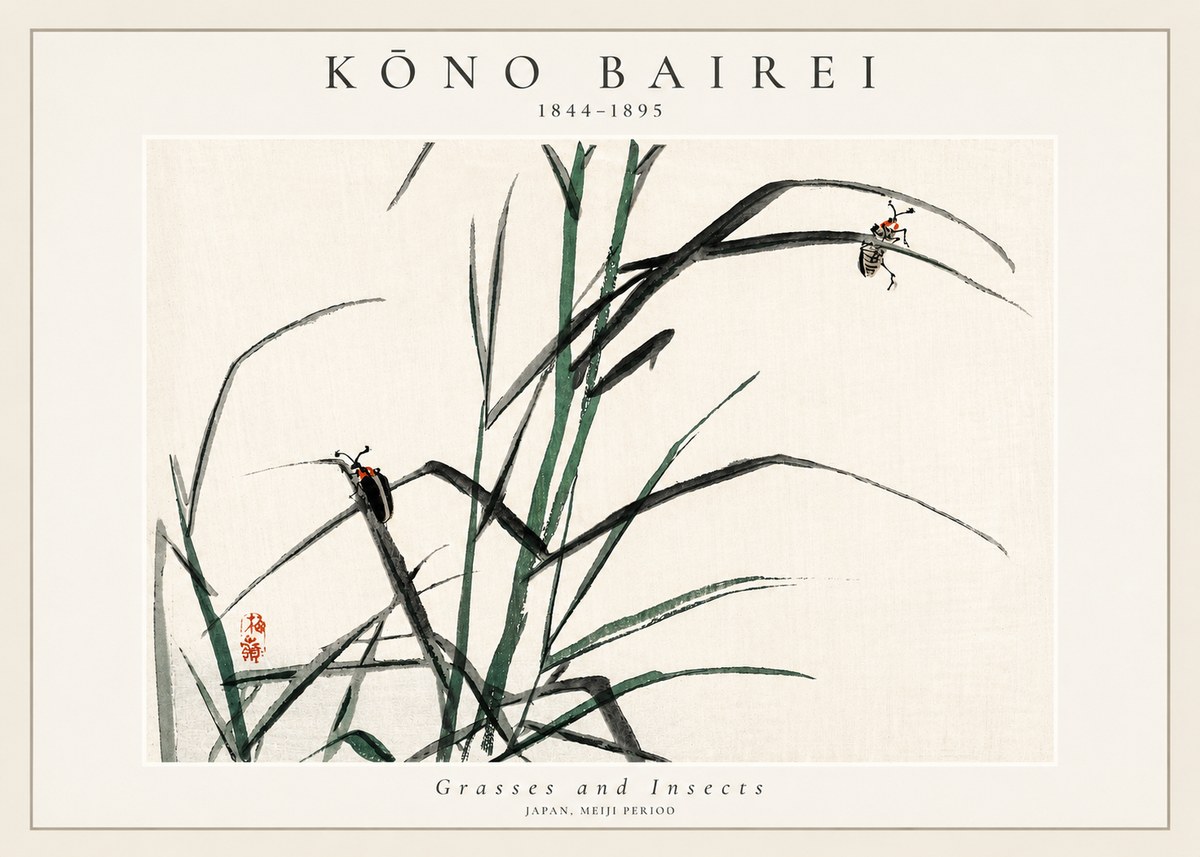 Kōno Bairei Grasses and Insects No3 - Poszter