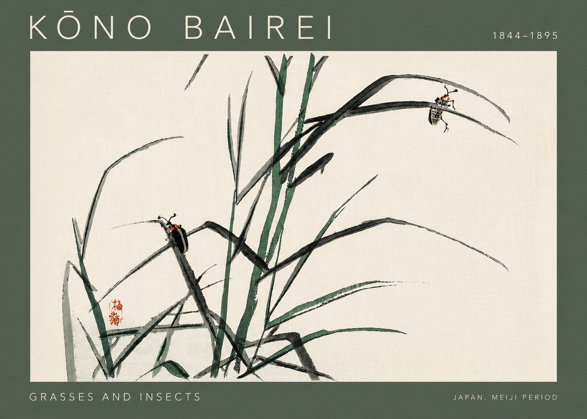 Kōno Bairei Grasses and Insects No4 - Poszter