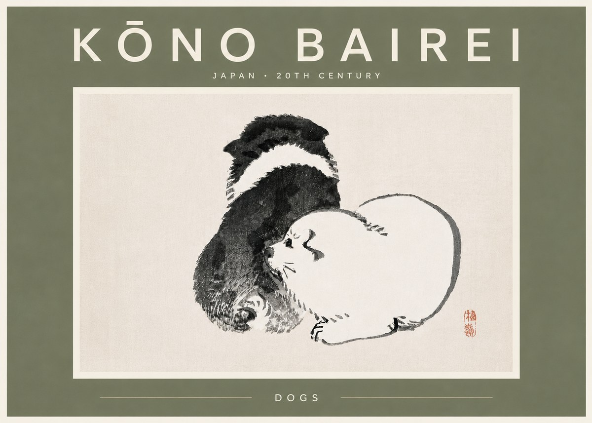 Kōno Bairei Dogs No6 - Poszter