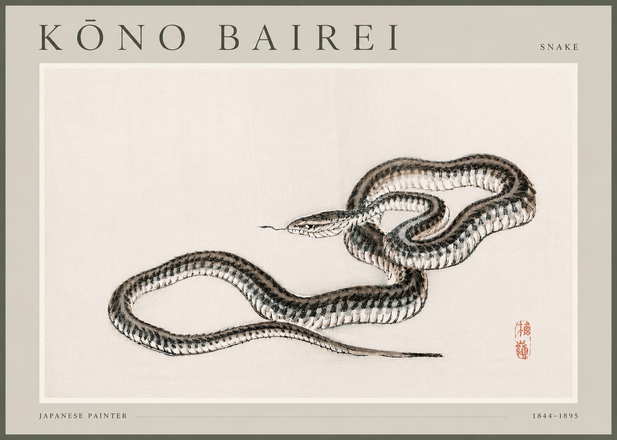 Kōno Bairei Snake No4 - Poszter