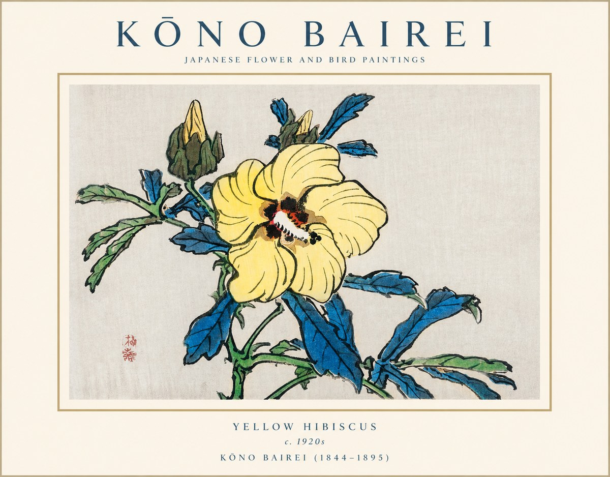 Kōno Bairei Yellow Hibiscus No1 - Poszter