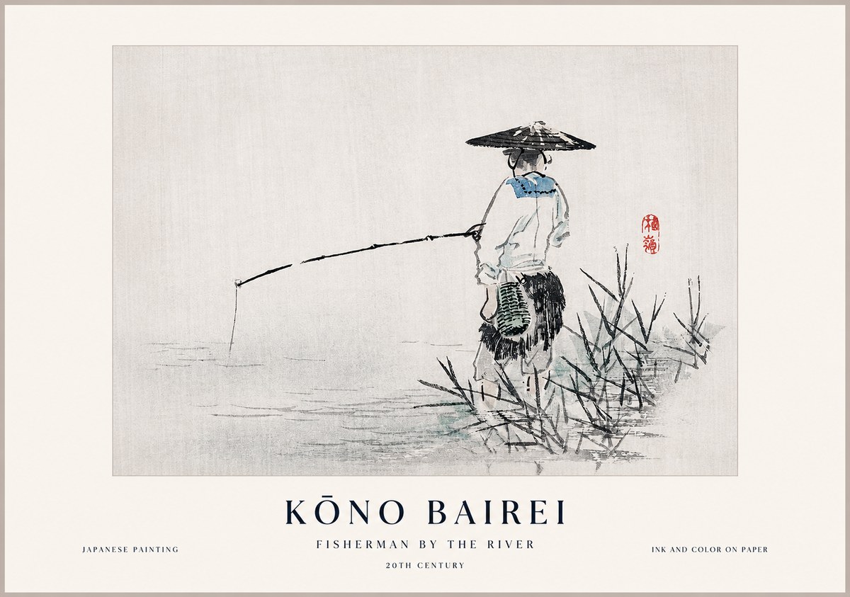 Kōno Bairei Fisherman by the River No1 - Poszter
