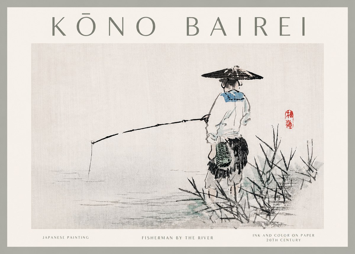 Kōno Bairei Fisherman by the River No2 - Poszter