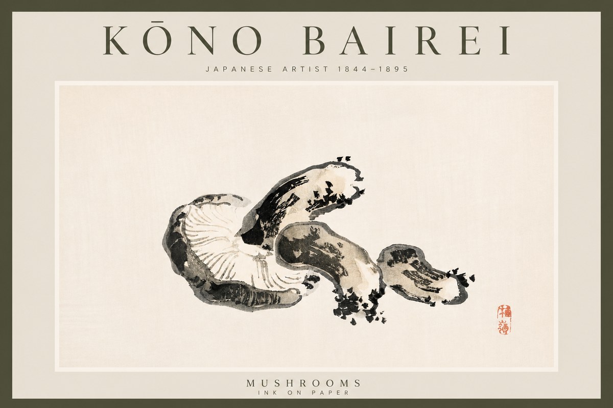 Kōno Bairei Mushrooms No3 - Poszter