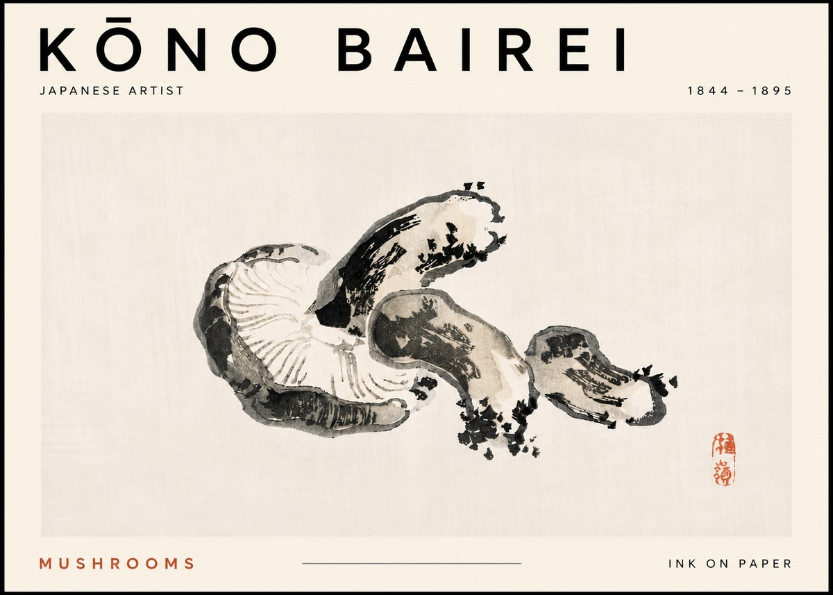 Kōno Bairei Mushrooms No5 - Poszter