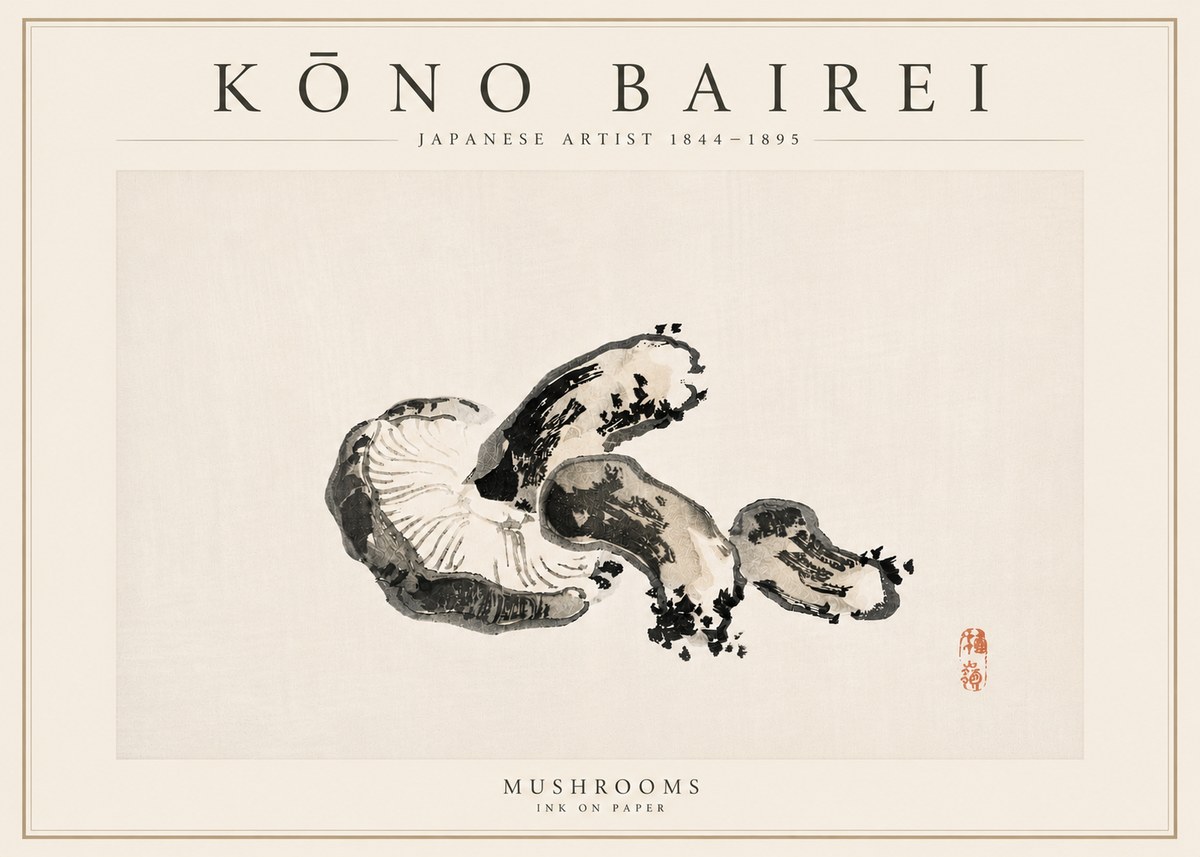 Kōno Bairei Mushrooms No6 - Poszter
