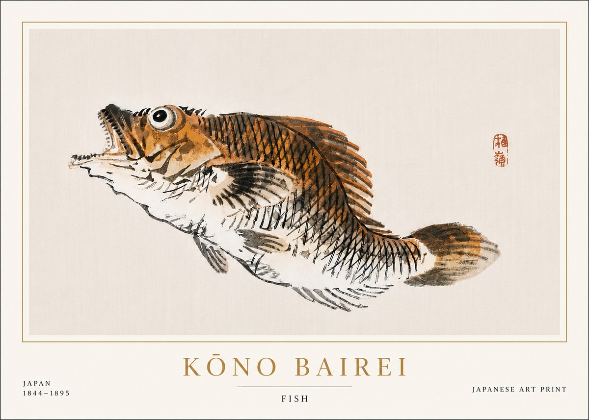 Kōno Bairei Fish II No6 - Poszter