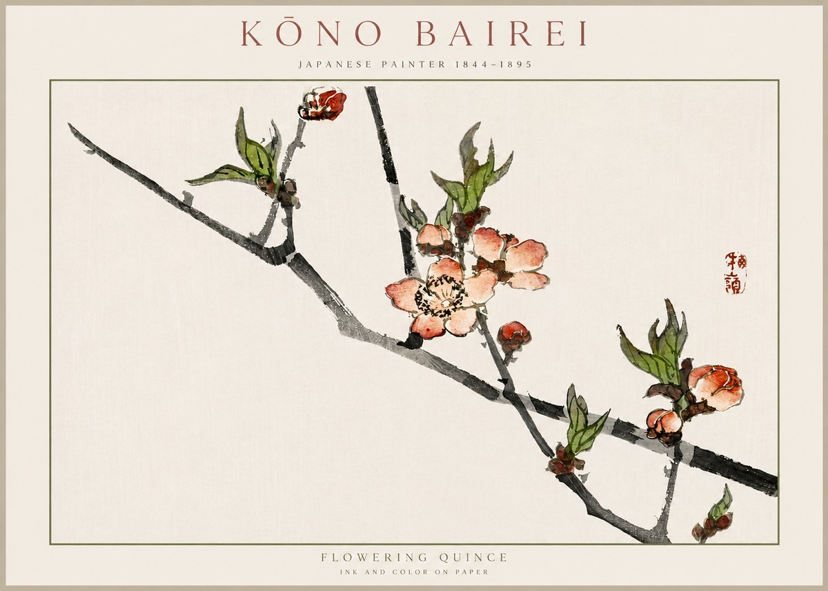 Kōno Bairei Flowering Quince No2 - Poszter