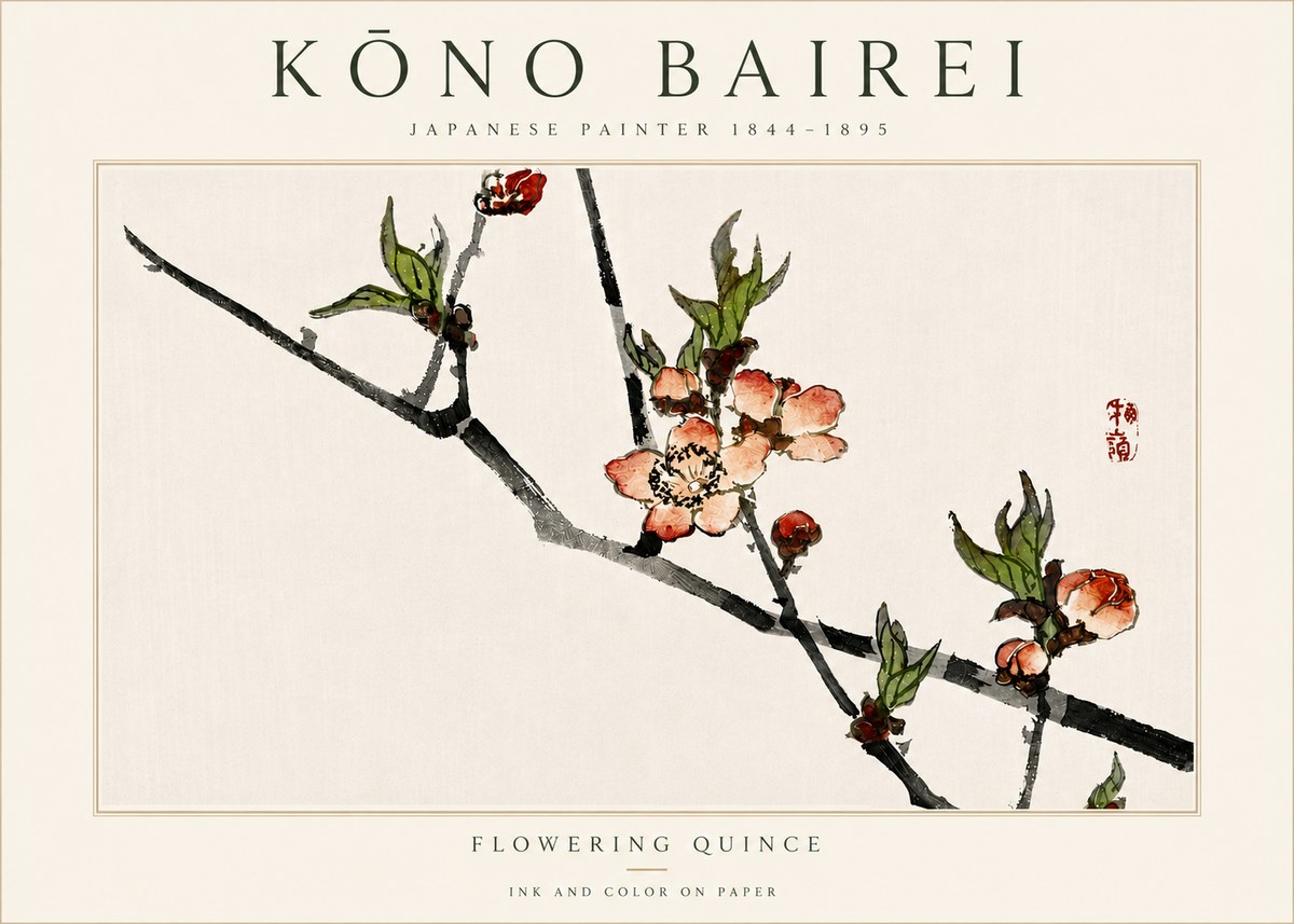 Kōno Bairei Flowering Quince No5 - Poszter