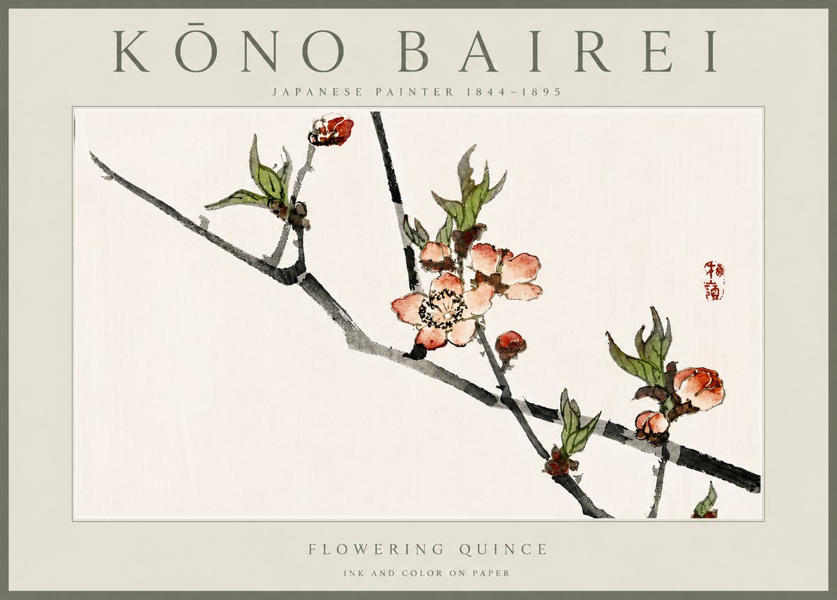 Kōno Bairei Flowering Quince No6 - Poszter