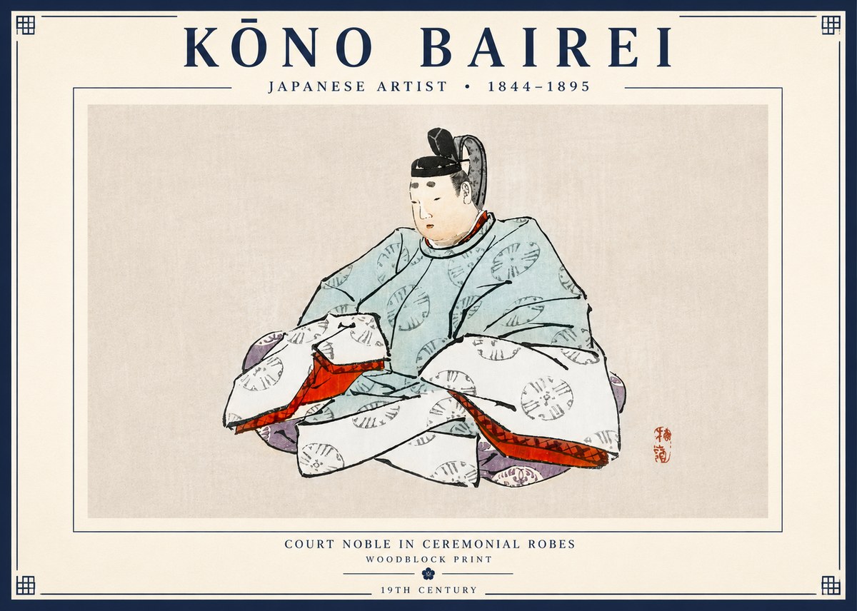 Kōno Bairei Court Noble in Ceremonial Robes No3 - Poszter