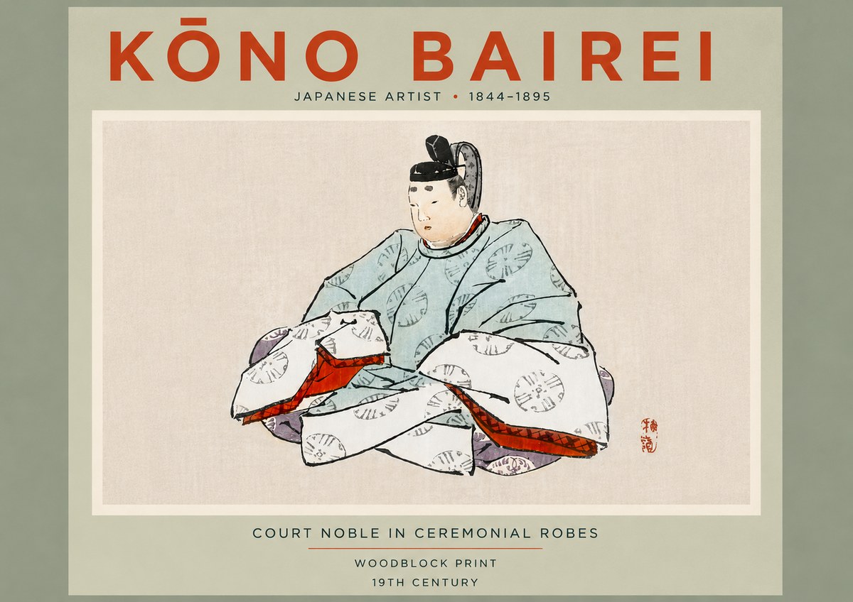 Kōno Bairei Court Noble in Ceremonial Robes No5 - Poszter