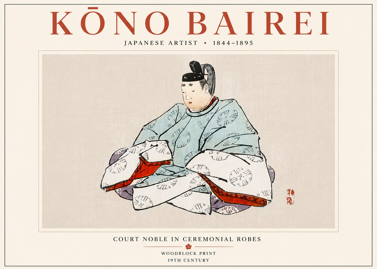Kōno Bairei Court Noble in Ceremonial Robes No6 - Poszter