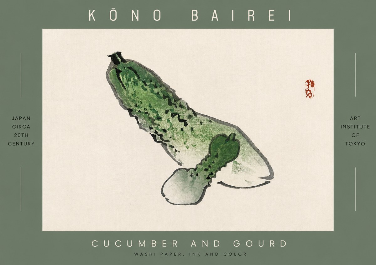 Kōno Bairei Cucumber and Gourd No2 - Poszter