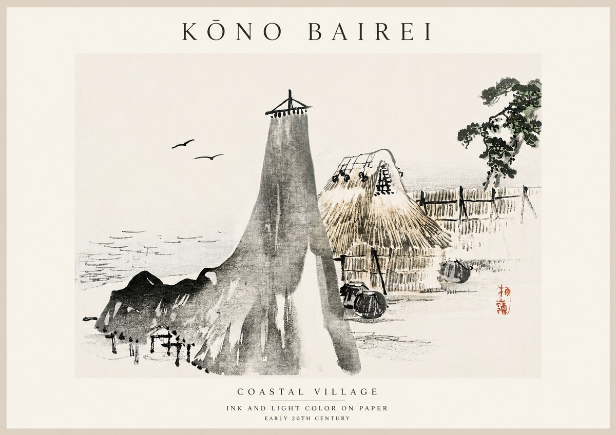 Kōno Bairei Coastal Village No1 - Poszter