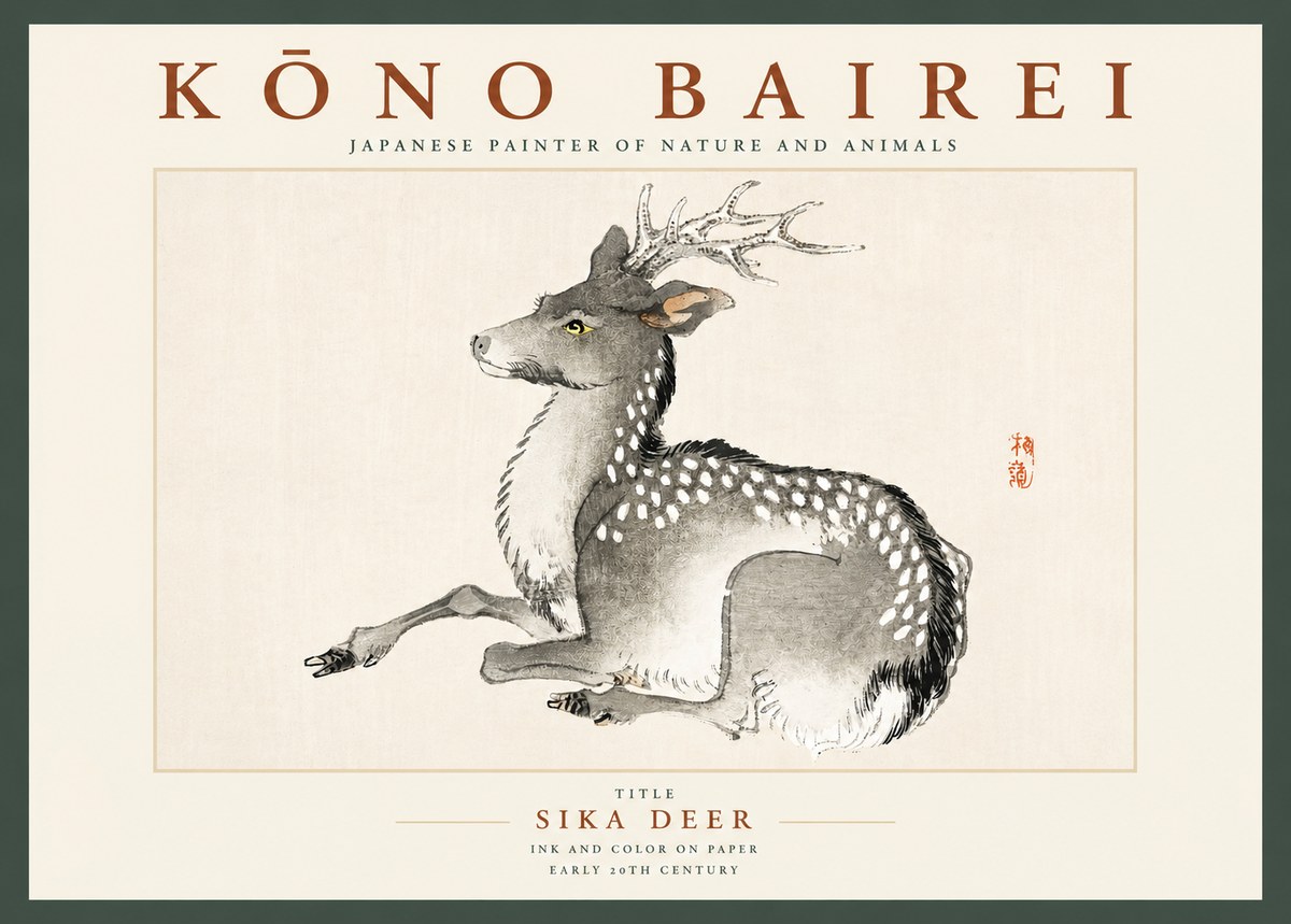 Kōno Bairei Sika Deer No2 - Poszter