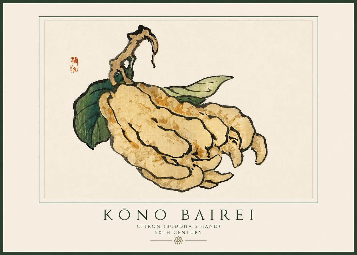 Kōno Bairei Citron (Buddha's Hand) No3 - Poszter