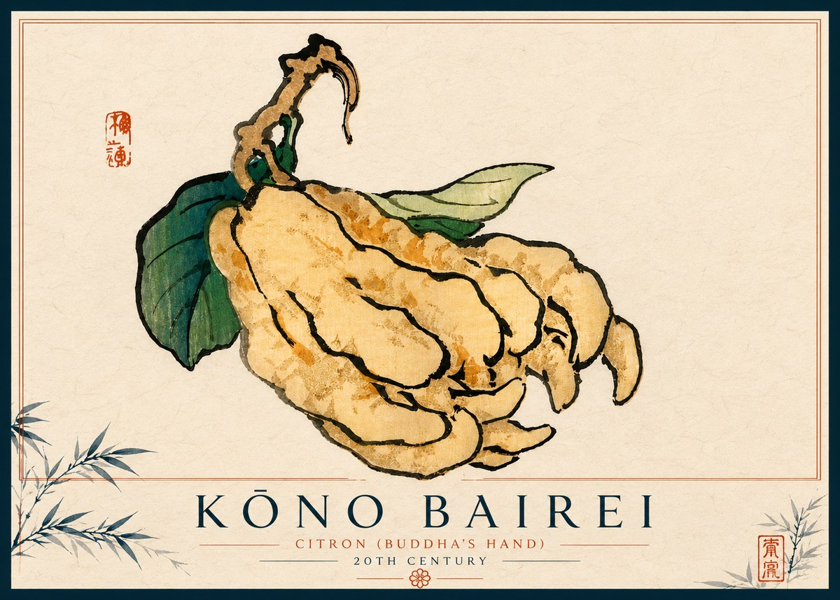 Kōno Bairei Citron (Buddha's Hand) No4 - Poszter