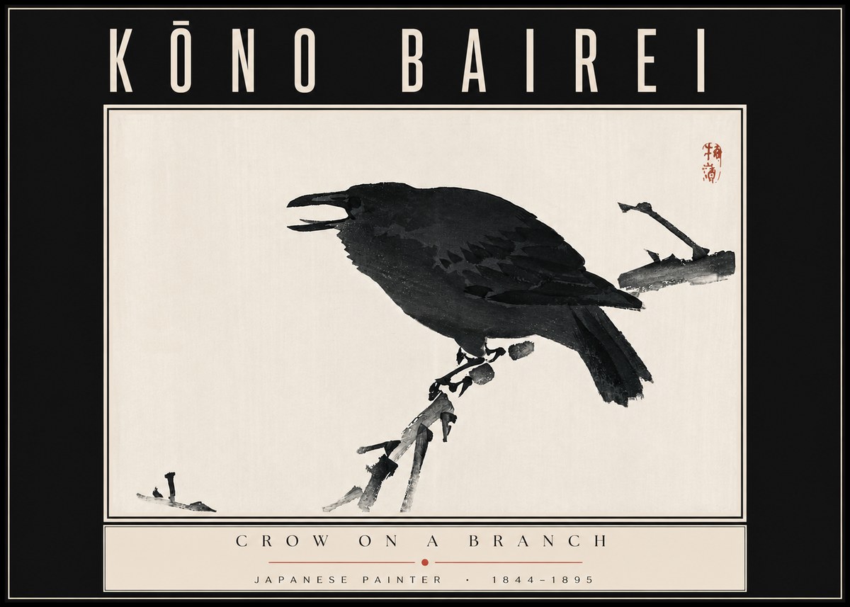 Kōno Bairei Crow on a Branch No4 - Poszter