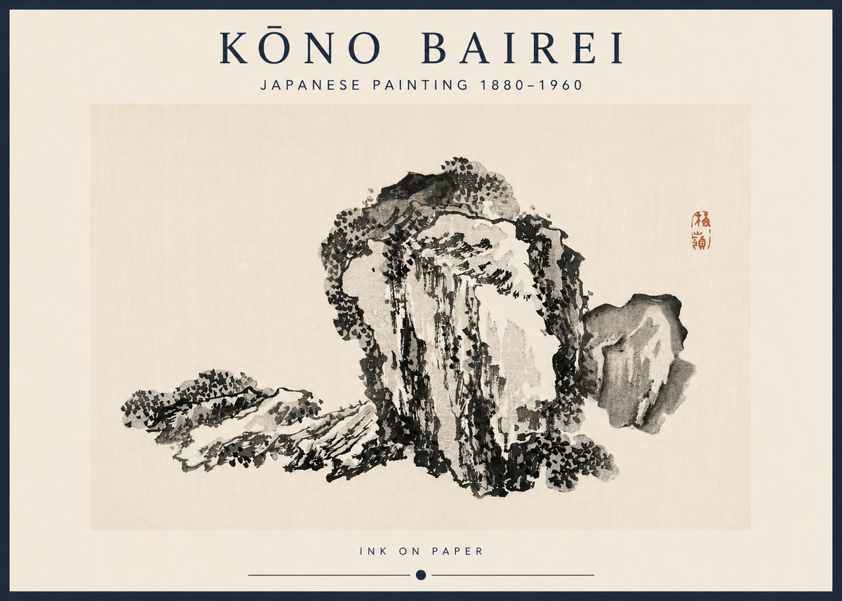 Kōno Bairei Rock Formation No3 - Poszter