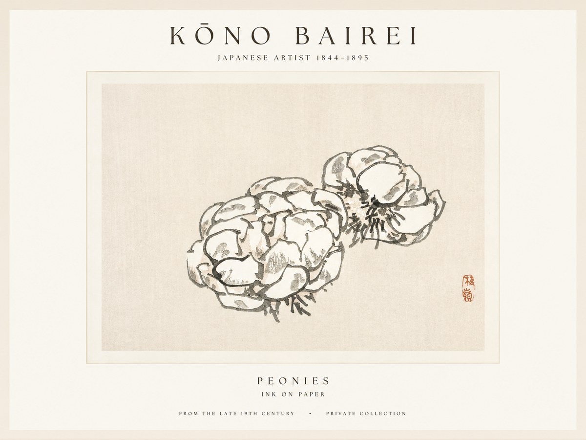 Kōno Bairei Peonies No1 - Poszter