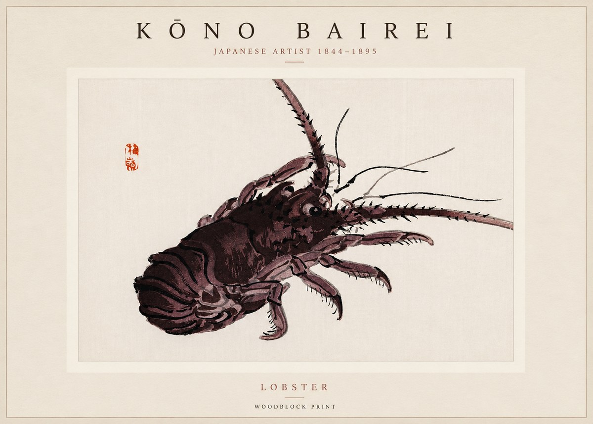 Kōno Bairei Lobster No3 - Poszter