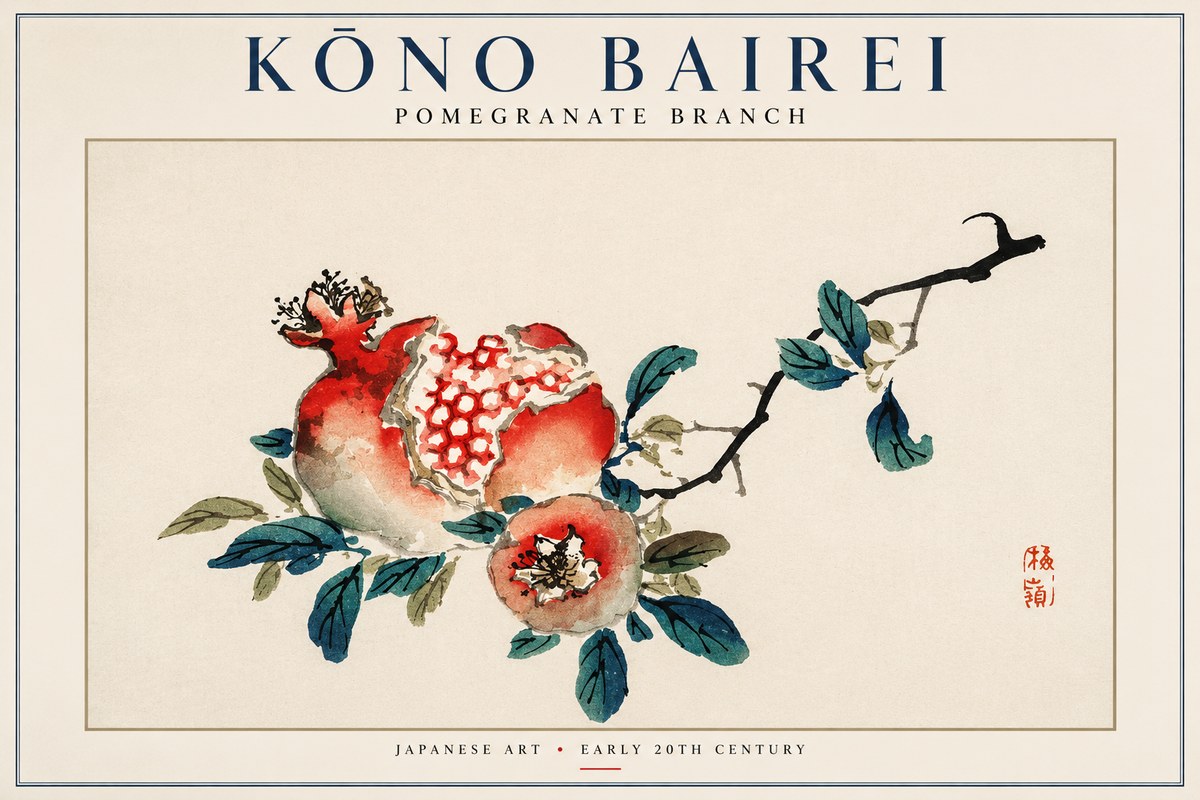 Kōno Bairei Pomegranate Branch No2 - Poszter