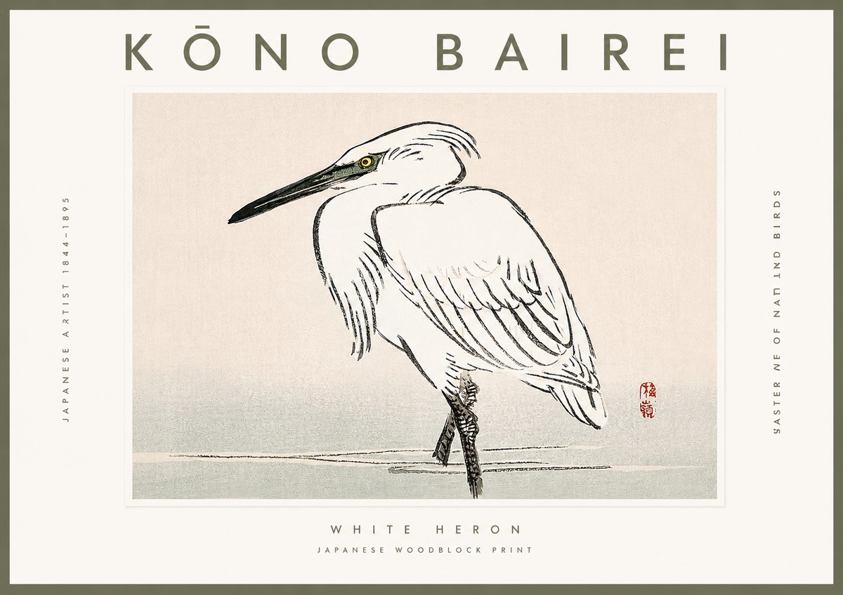 Kōno Bairei White Heron No2 - Poszter