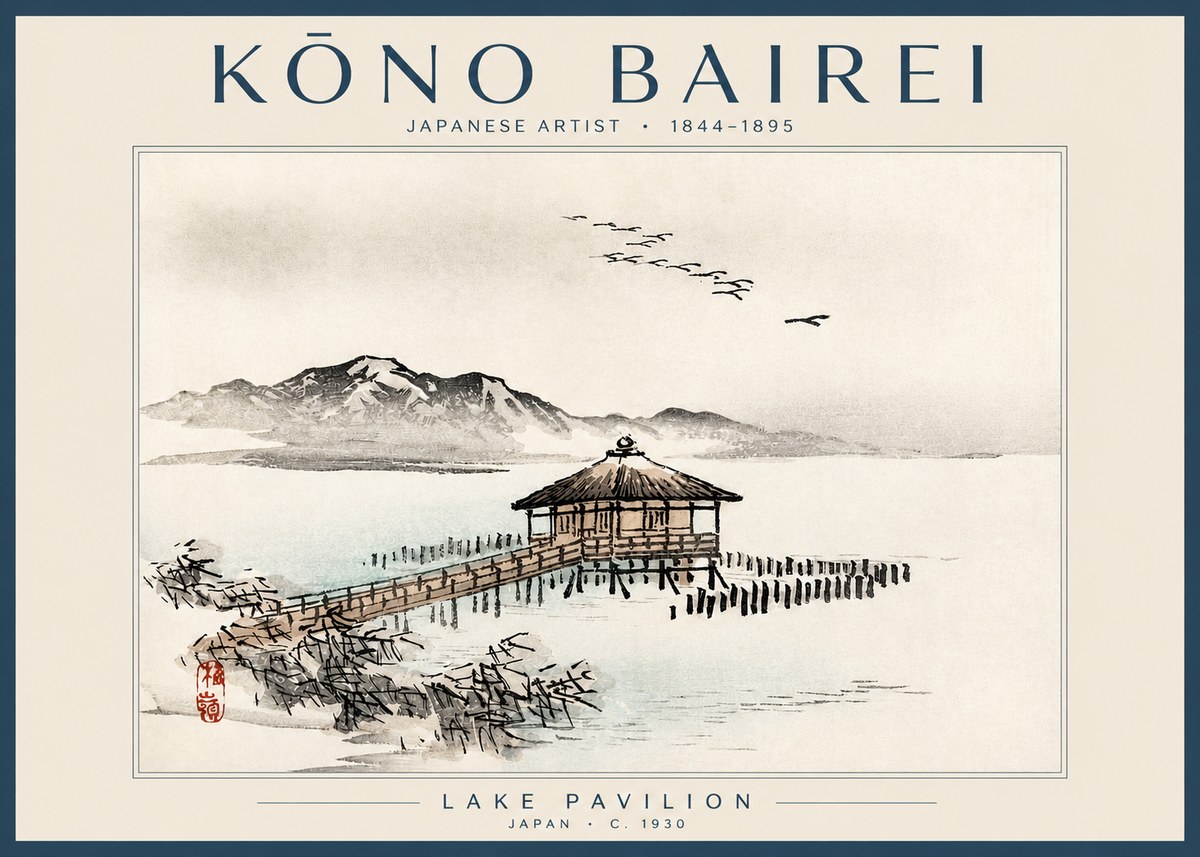 Kōno Bairei Lake Pavilion No2 - Poszter