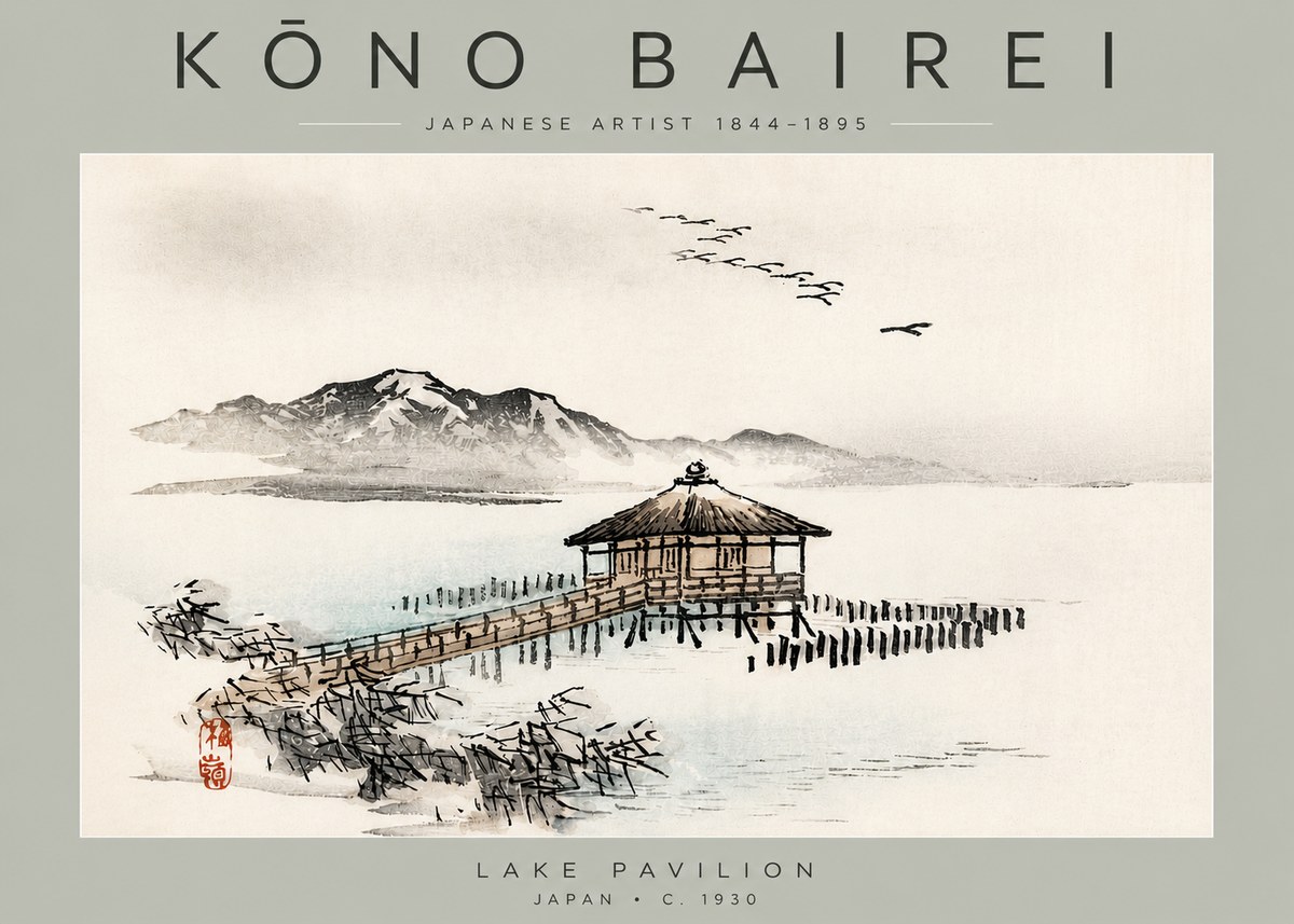 Kōno Bairei Lake Pavilion No3 - Poszter