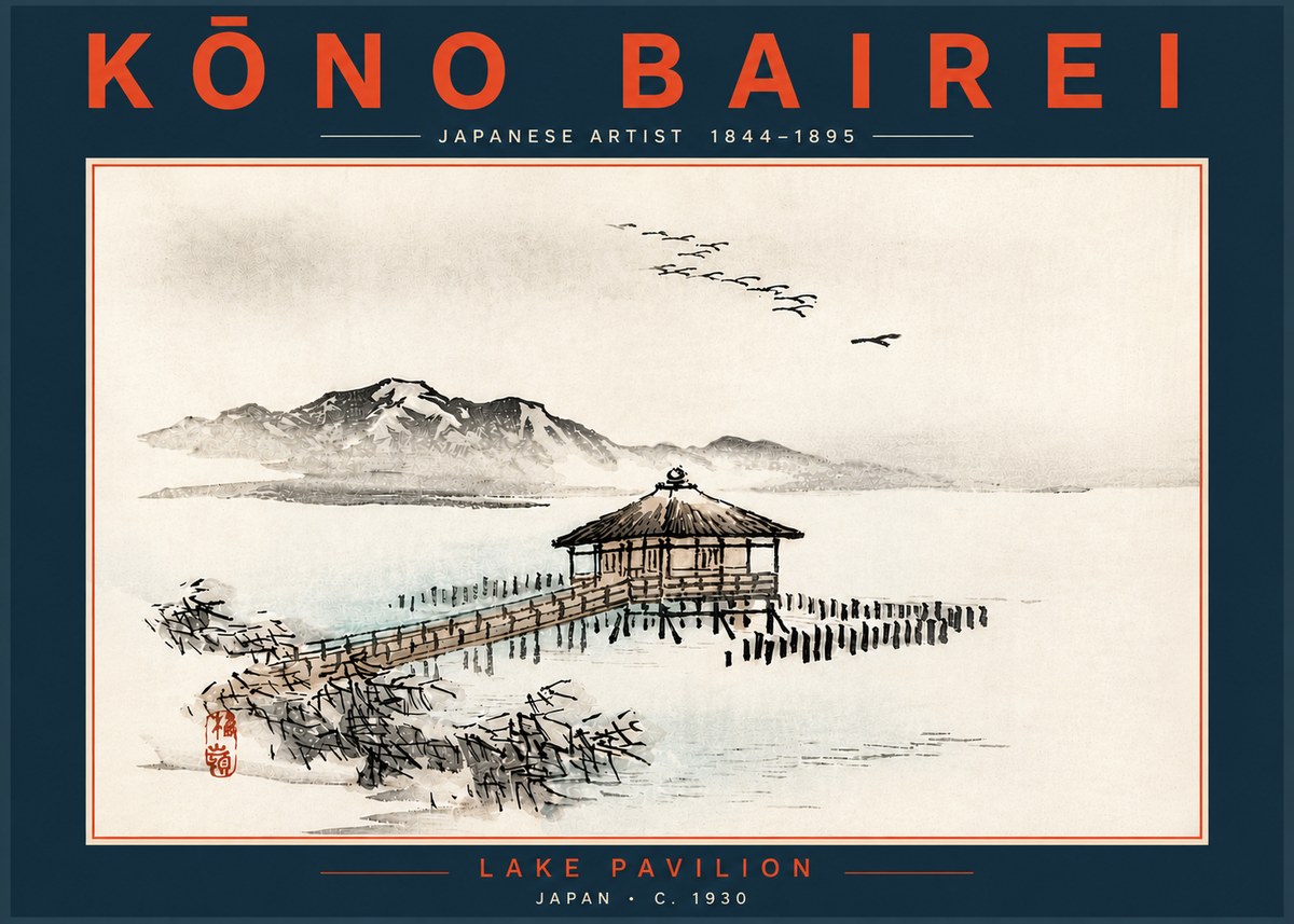 Kōno Bairei Lake Pavilion No5 - Poszter