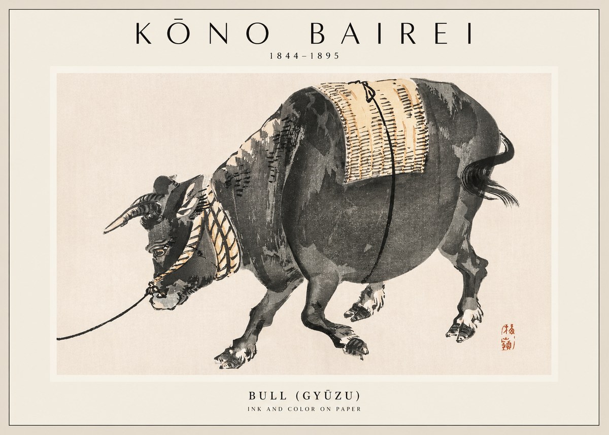 Kōno Bairei Bull (Gyūzu) No1 - Poszter