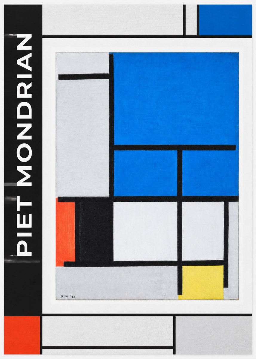 Piet Mondrian Composition with Red, Black, Blue, and Yellow No1 - Poszter
