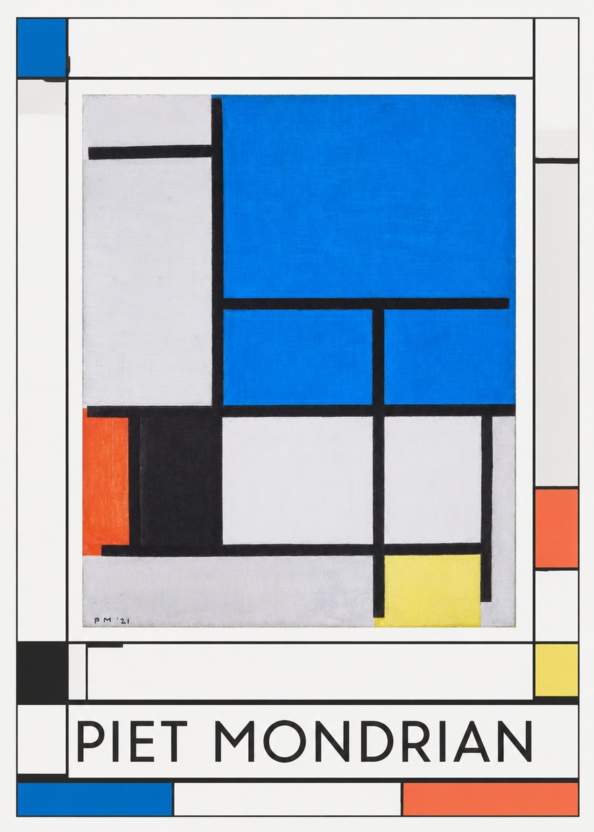 Piet Mondrian Composition with Red, Black, Blue, and Yellow No2 - Poszter