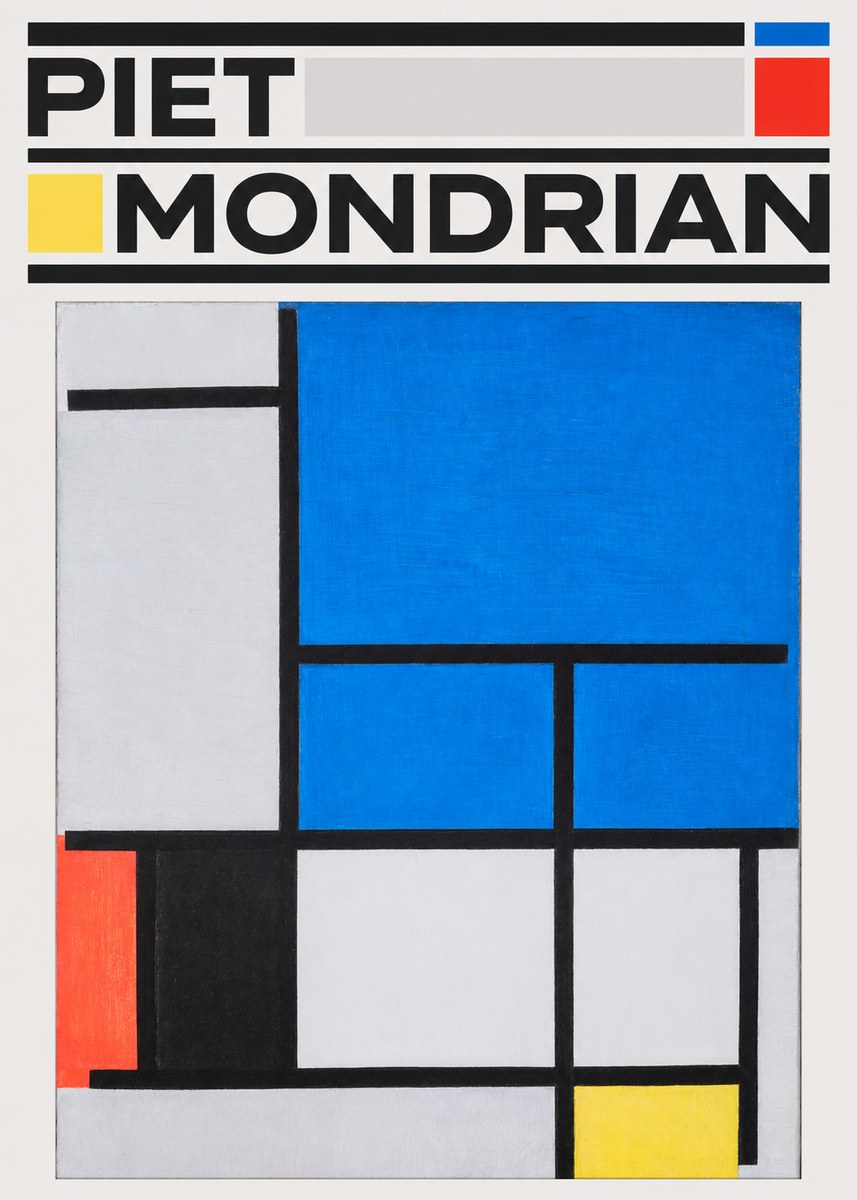 Piet Mondrian Composition with Red, Black, Blue, and Yellow No3 - Poszter