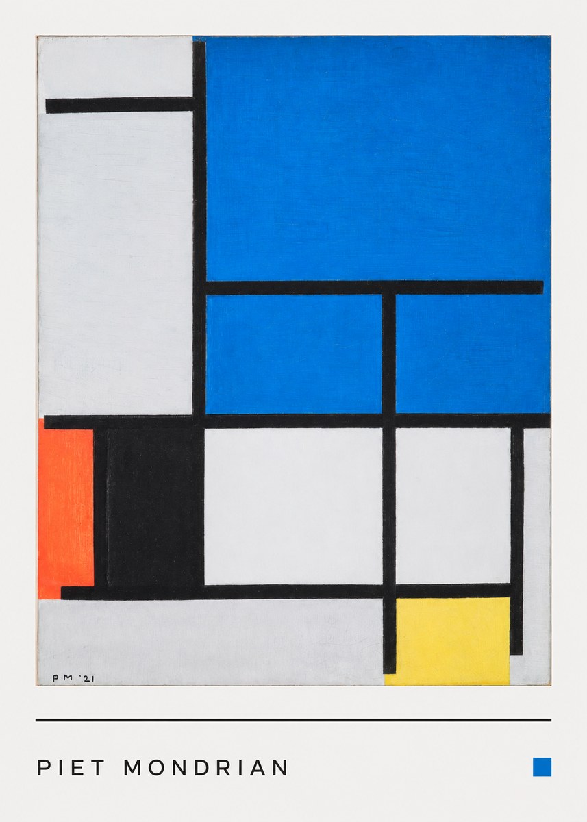 Piet Mondrian Composition with Red, Black, Blue, and Yellow No4 - Poszter