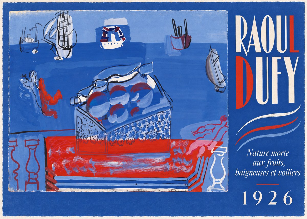 Raoul Dufy Nature Morte Aux Fruits, Baigneuses Et Voiliers No4 - Poszter