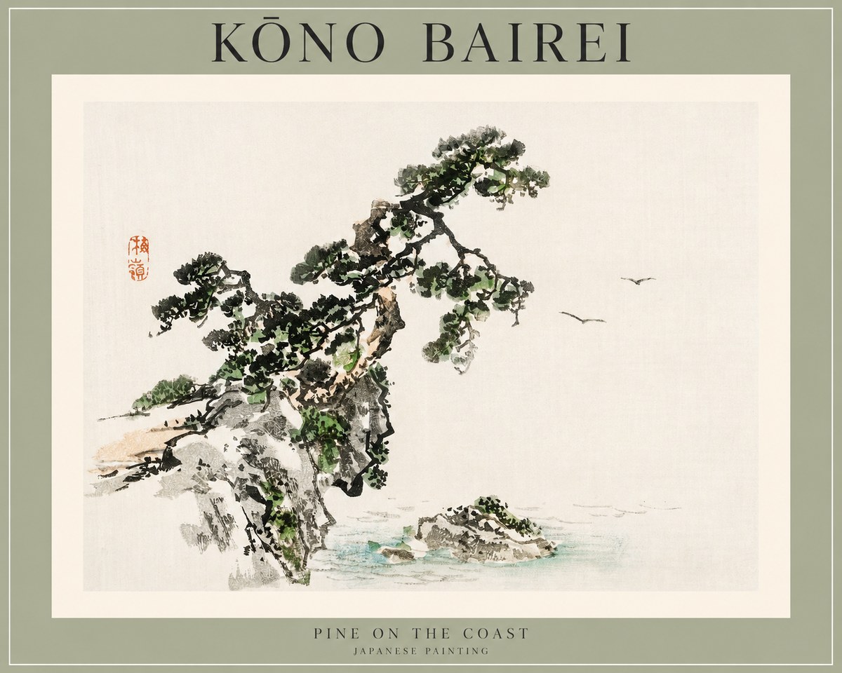 Kōno Bairei Pine on the Coast No1 - Poszter