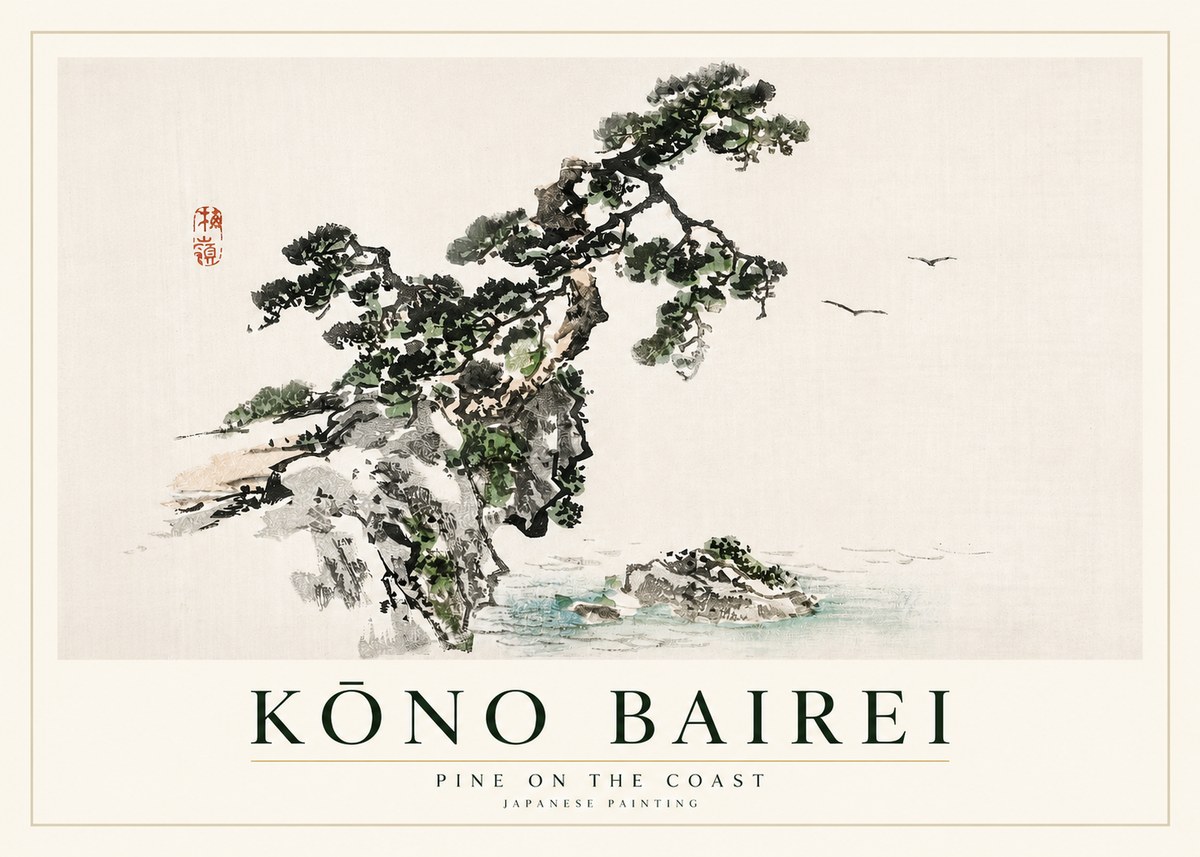 Kōno Bairei Pine on the Coast No2 - Poszter