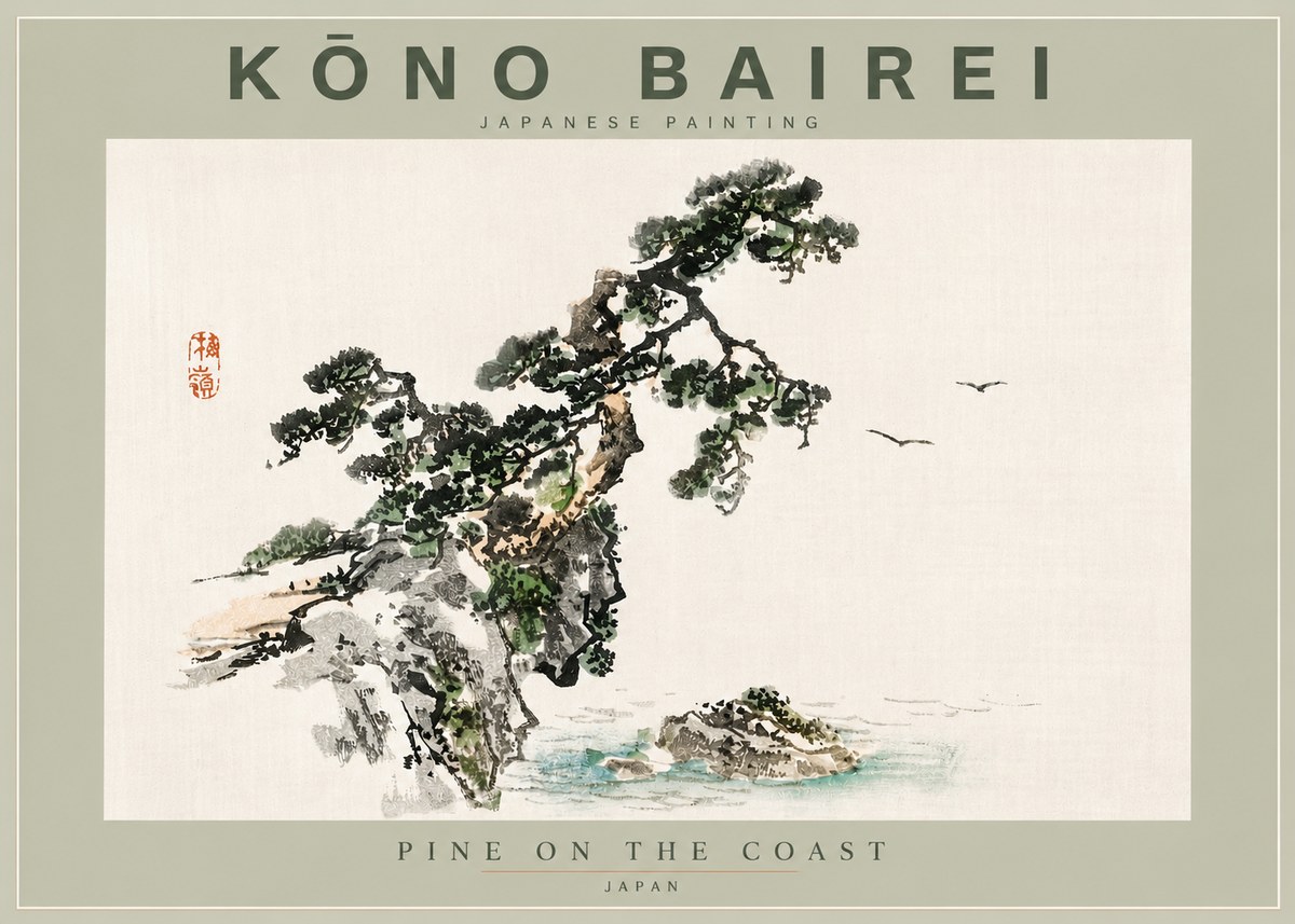 Kōno Bairei Pine on the Coast No4 - Poszter