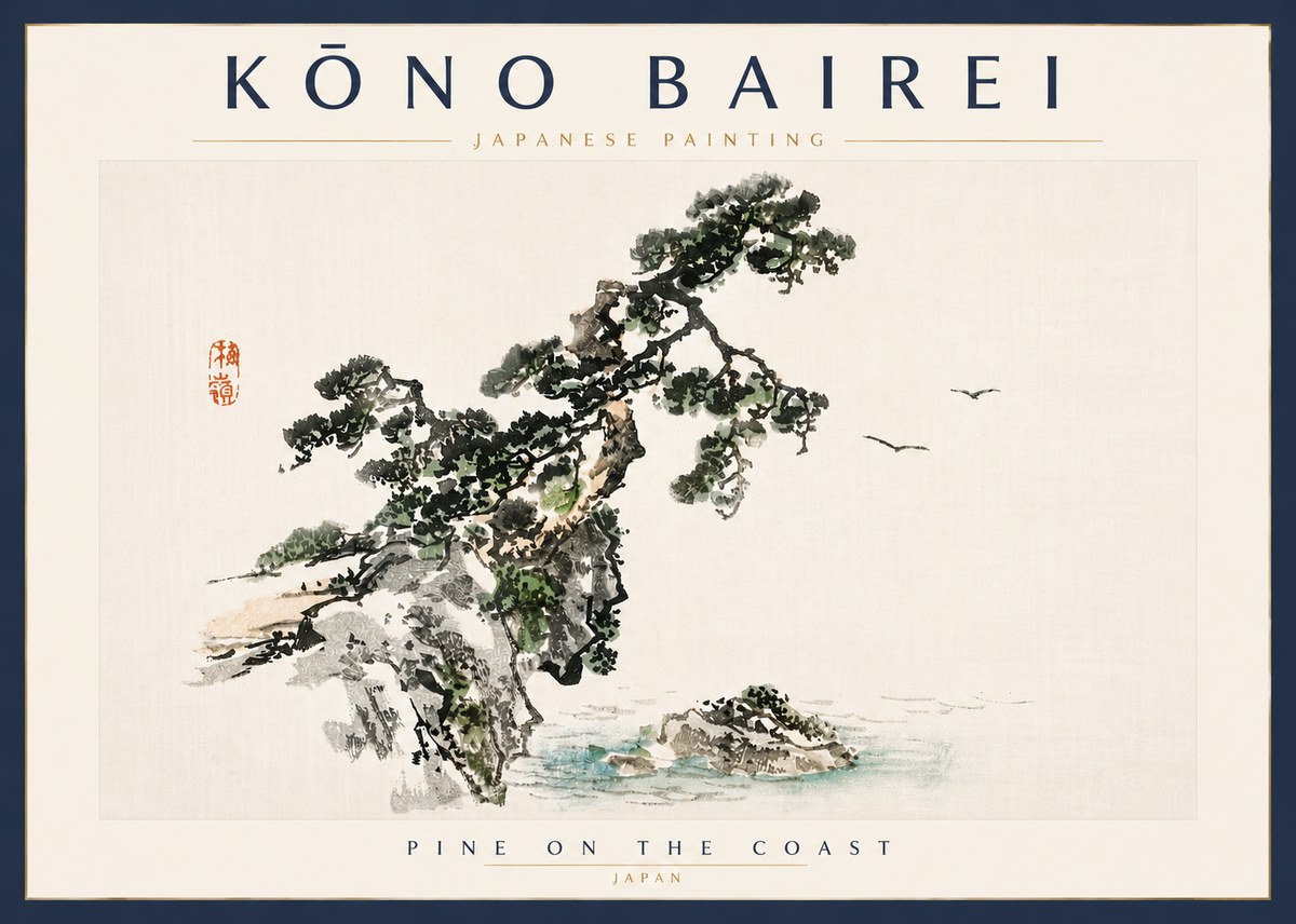 Kōno Bairei Pine on the Coast No5 - Poszter