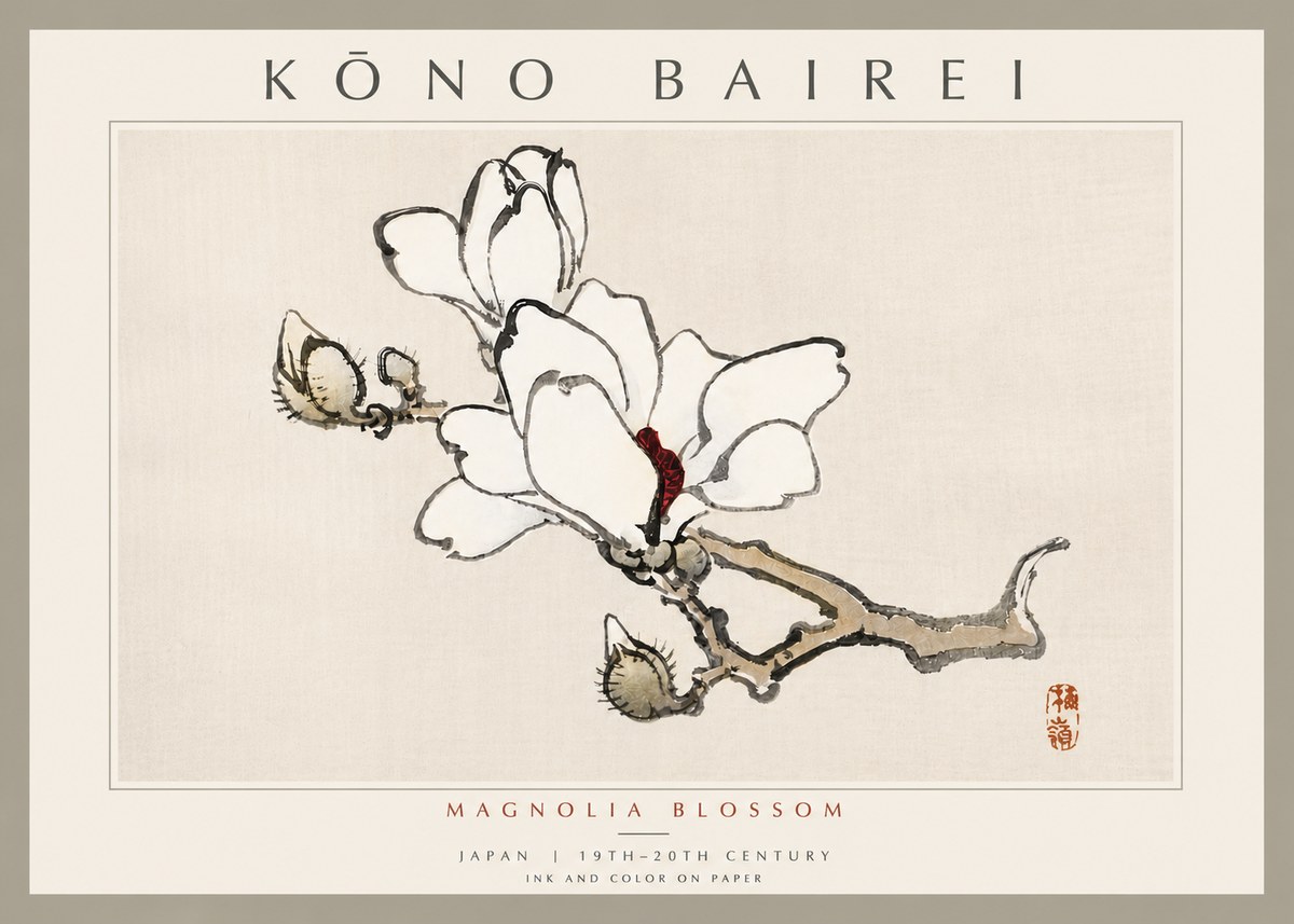 Kōno Bairei Magnolia Blossom No6 - Poszter