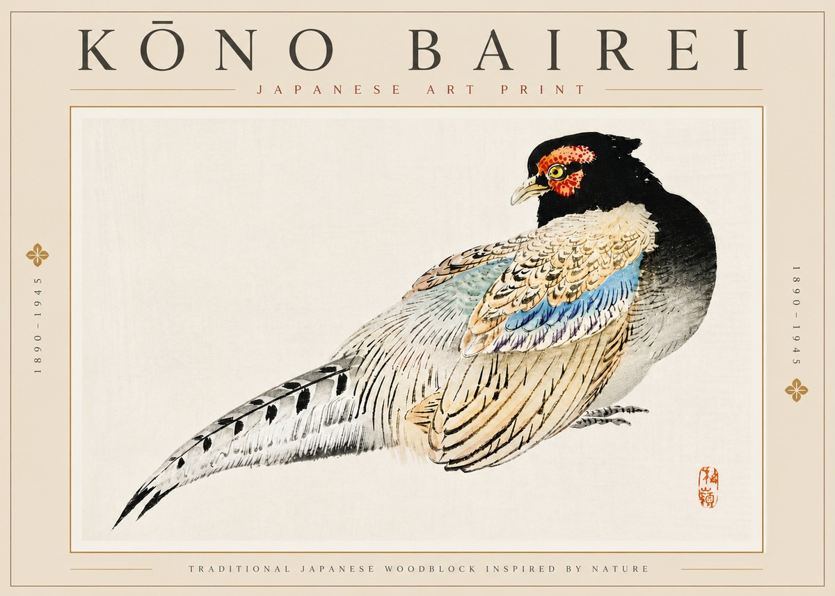 Kōno Bairei Pheasant No5 - Poszter