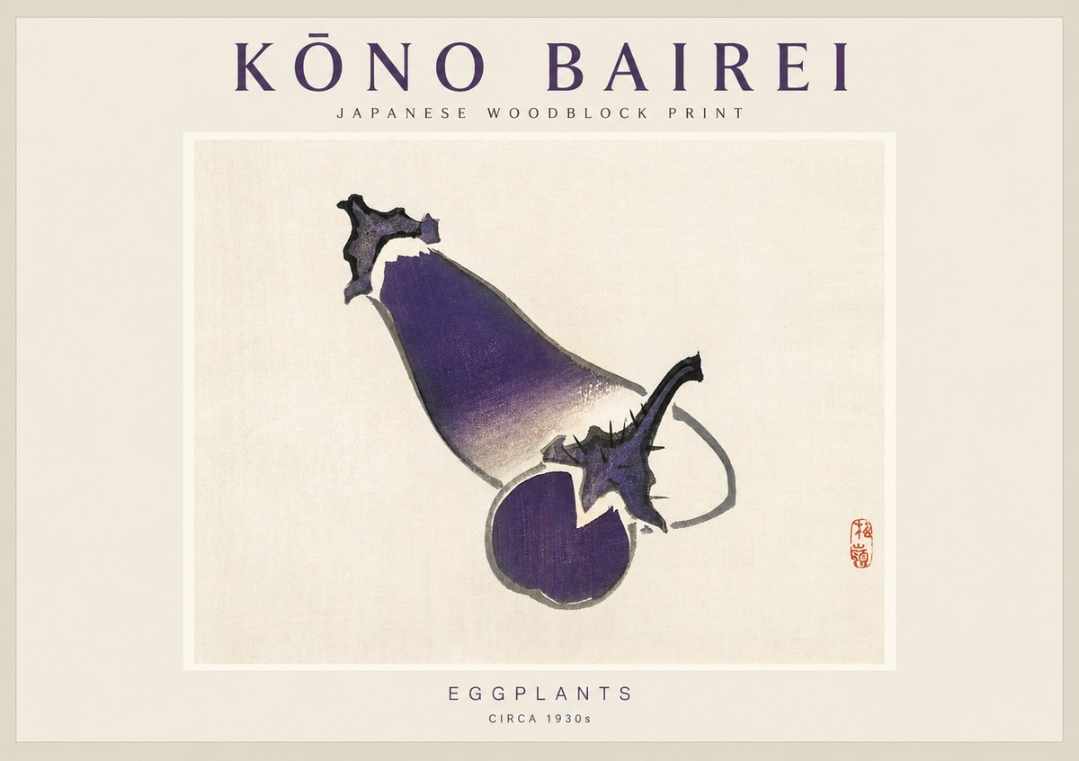 Kōno Bairei Eggplants No1 - Poszter