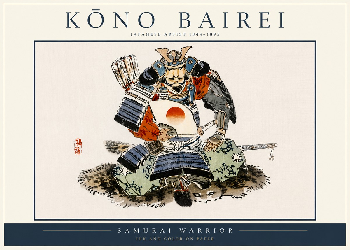 Kōno Bairei Samurai Warrior No3 - Poszter