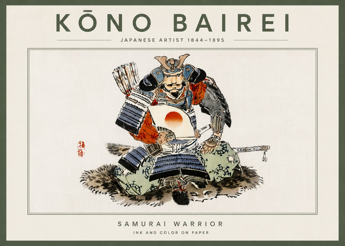Kōno Bairei Samurai Warrior No4 - Poszter