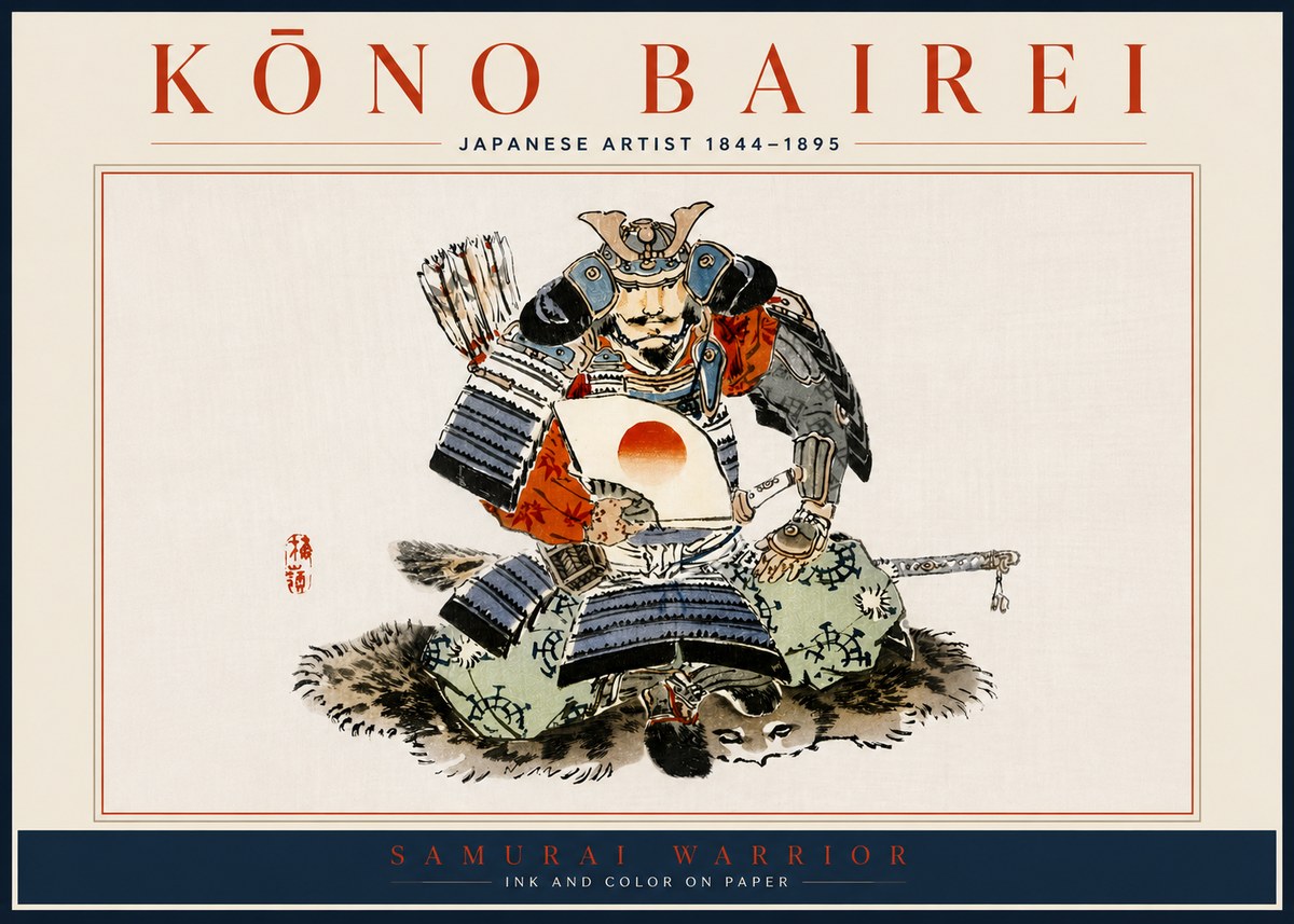 Kōno Bairei Samurai Warrior No5 - Poszter