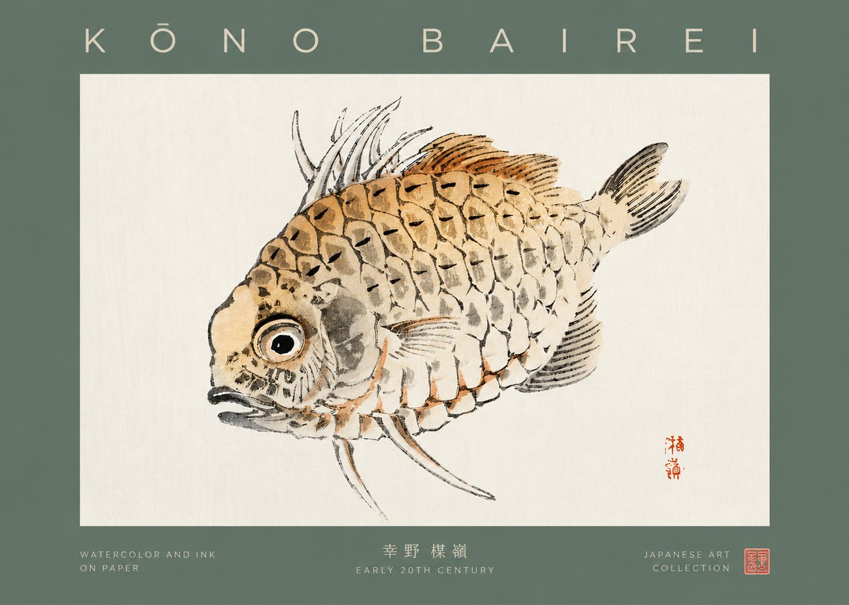 Kōno Bairei Fish III No2 - Poszter